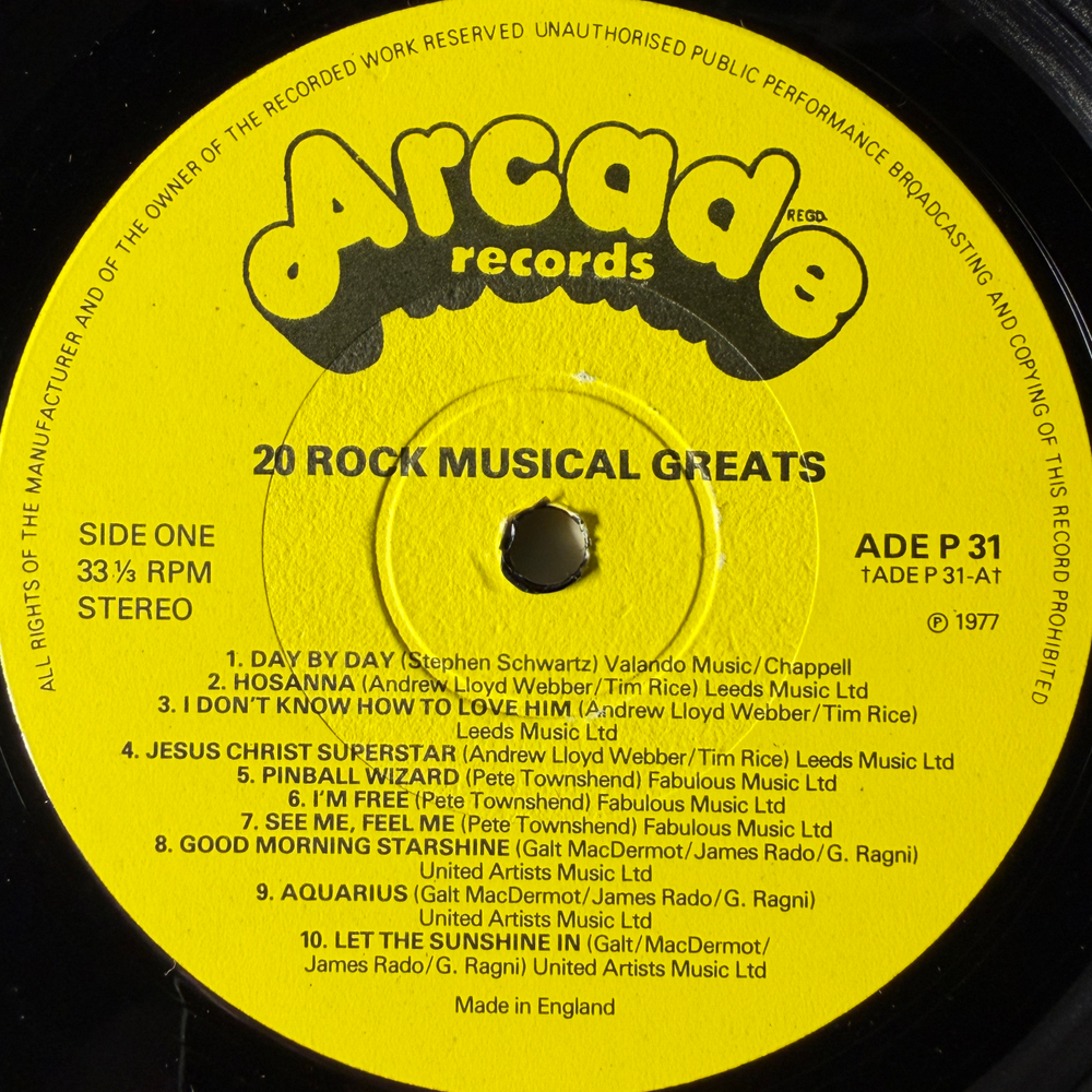 Сборник 20 Rock Musical Greats (Англия 1977г.) Т