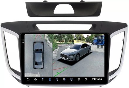 Магнитола для Hyundai Creta 1 2016-2021 (рамка 10) - Teyes CC3-2K-360 на Android 10, 2K QLED, 6Гб+128Гб, CarPlay, 4G SIM-слот, 4 камеры в комплекте