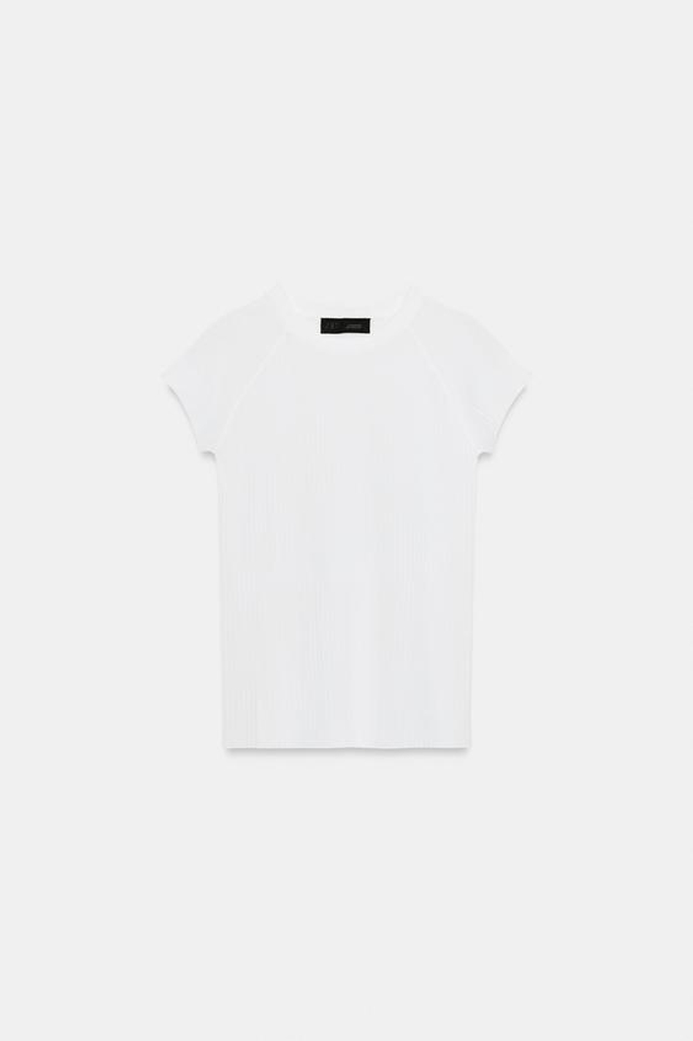 ZARA ТОП В РУБЧИК С КОРОТКИМ РУКАВОМ, БЕЛЫЙ