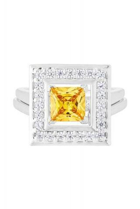 Кольцо сборное из серебра со вставками из жёлтого и бесцветных фианитов