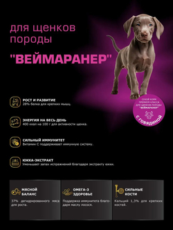 Корм сухой для щенков породы Веймаранер, с говядиной, 3 кг, QUATTRO