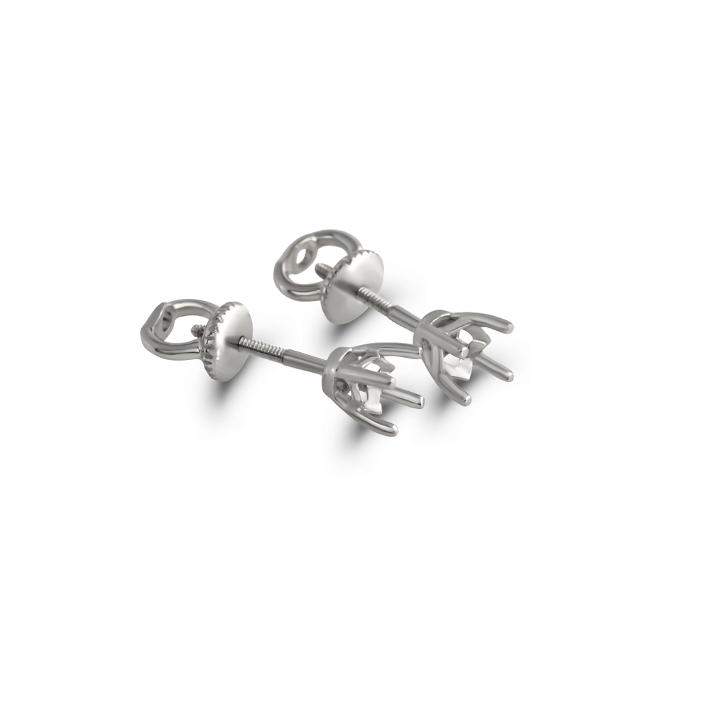 Серьги (каст) из белого золота 585 пробы без вставок