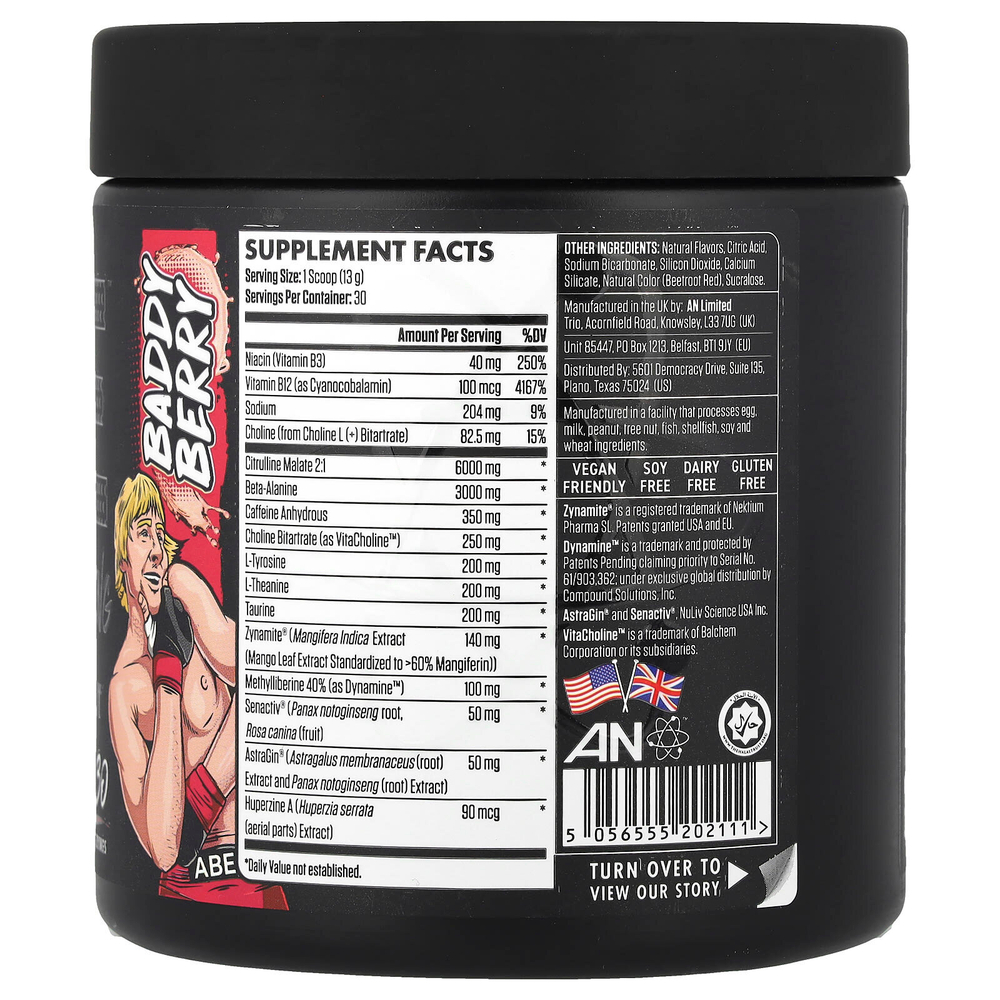 ABE, Ultimate Pre-Workout, предтренировочный комплекс, ягодный вкус, 390 г (13,75 унции)
