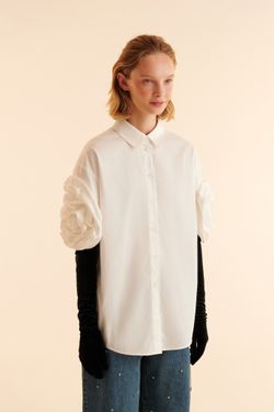 Рубашка с объемными рукавами (CHOUX ROSE), белая