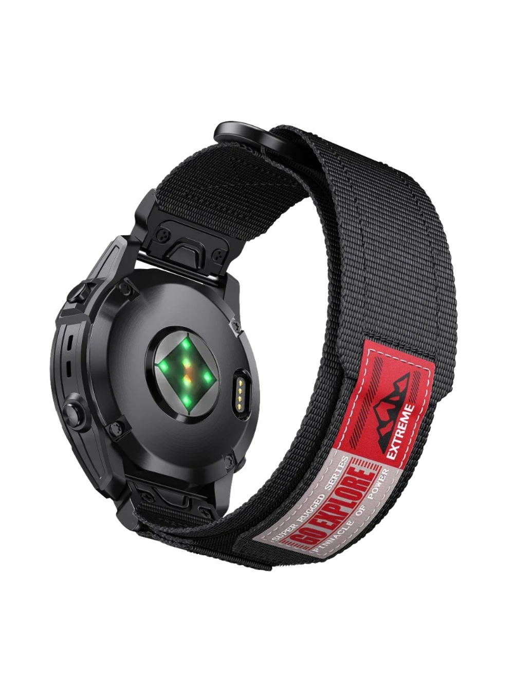 Нейлоновый ремешок 26 мм для Garmin (циферблат 51мм) QuickFit на липучке (Черный)