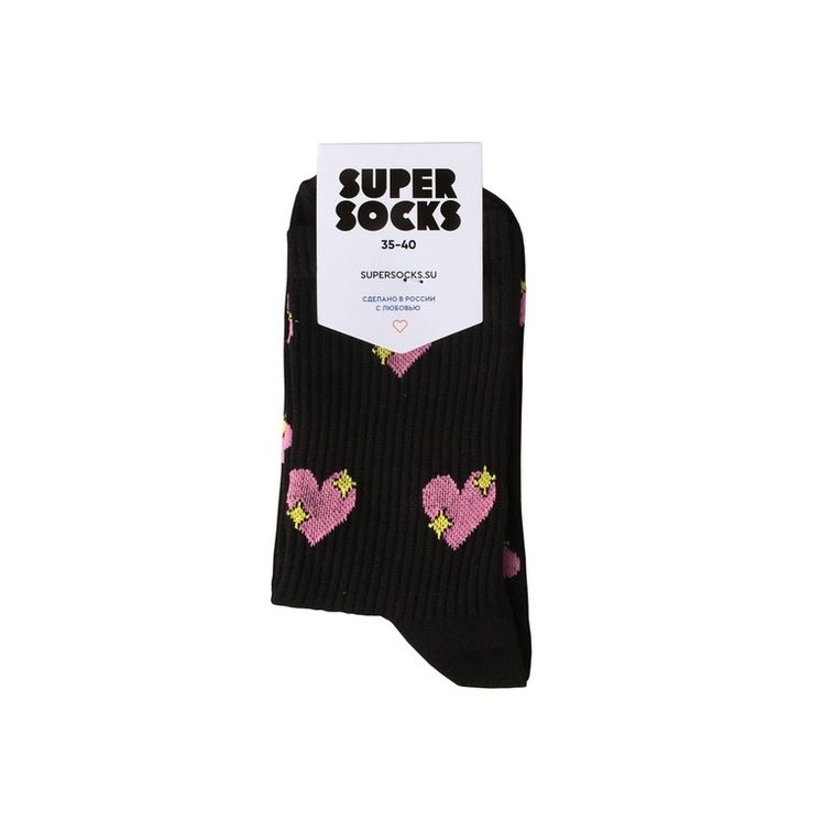 Носки SUPER SOCKS Сердечко паттерн, черный