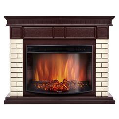 Каминокомплект: Очаг Electrolux EFP/P-2720RLS, портал Bricks 25 камень бежевый, шпон темный дуб