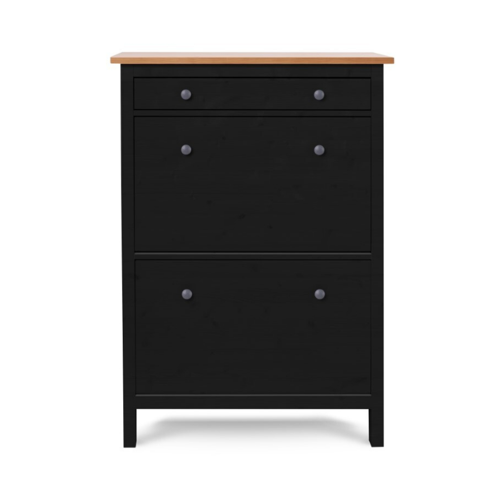 Обувница 3 ящика КЫМОР (HEMNES), 89х31х128 см, черный/светло-коричневый