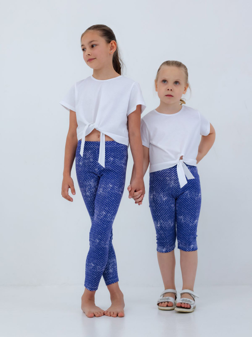 Брюки для девочки, модель №8, рост 104 см, синие в белый горох