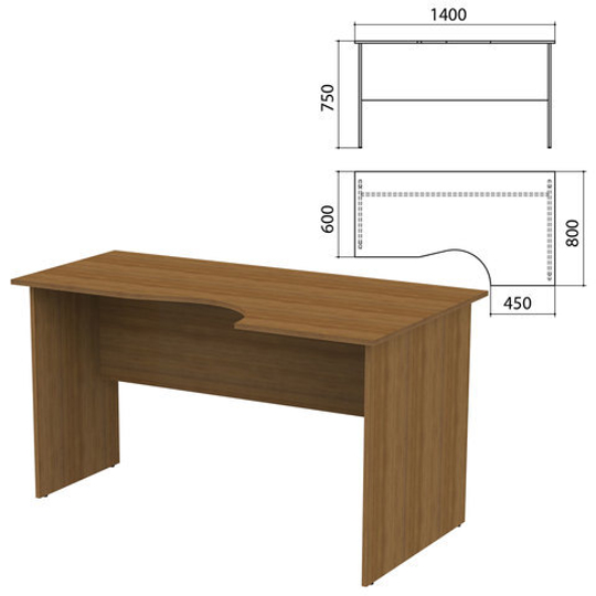 Стол письменный эргономичный "Канц", 1400х800х750, правый, цвет орех пирамидальный, СК30.9