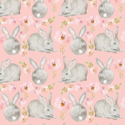 Кролики на розовом фоне