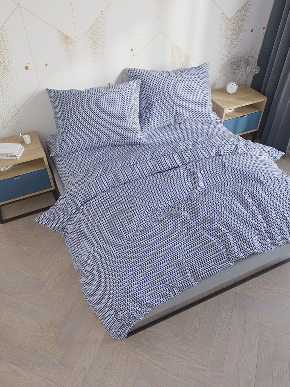 Постельное белье Сказка "Вязание" 2-спальный Наволочка 50х70 см 2 шт Простынь на резинке 160х200 см Пододеяльник 175х215 см, перкаль