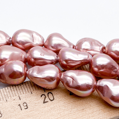 "Майорка" барочная, цвет розовый, размер около 13*10 мм, цена за набор 7 шт