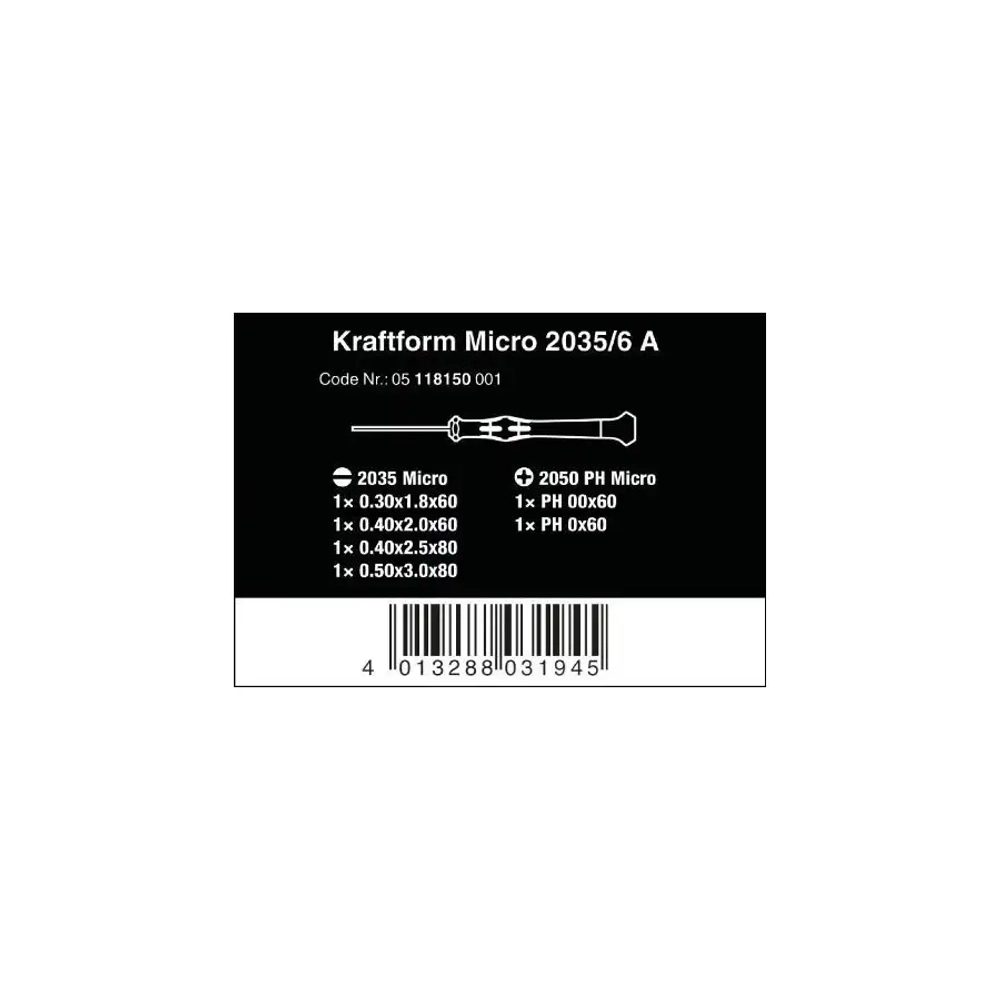 Набор отверток Kraftform micro для электронщиков + стойка 2035/6 WERA 05118150001