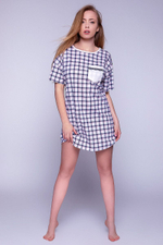 Короткая сорочка Nicolette с кармашком (Размер: S-M-L) (Цвет: розовый с синим)