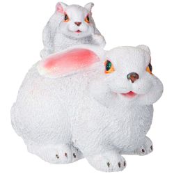 ФИГУРКА ДЕКОРАТИВНАЯ "ЗАЯЦ С ЗАЙЧОНКОМ " ВЫСОТА=23СМ ЦВЕТ:БЕЛЫЙ С ГЛИТТЕРОМ