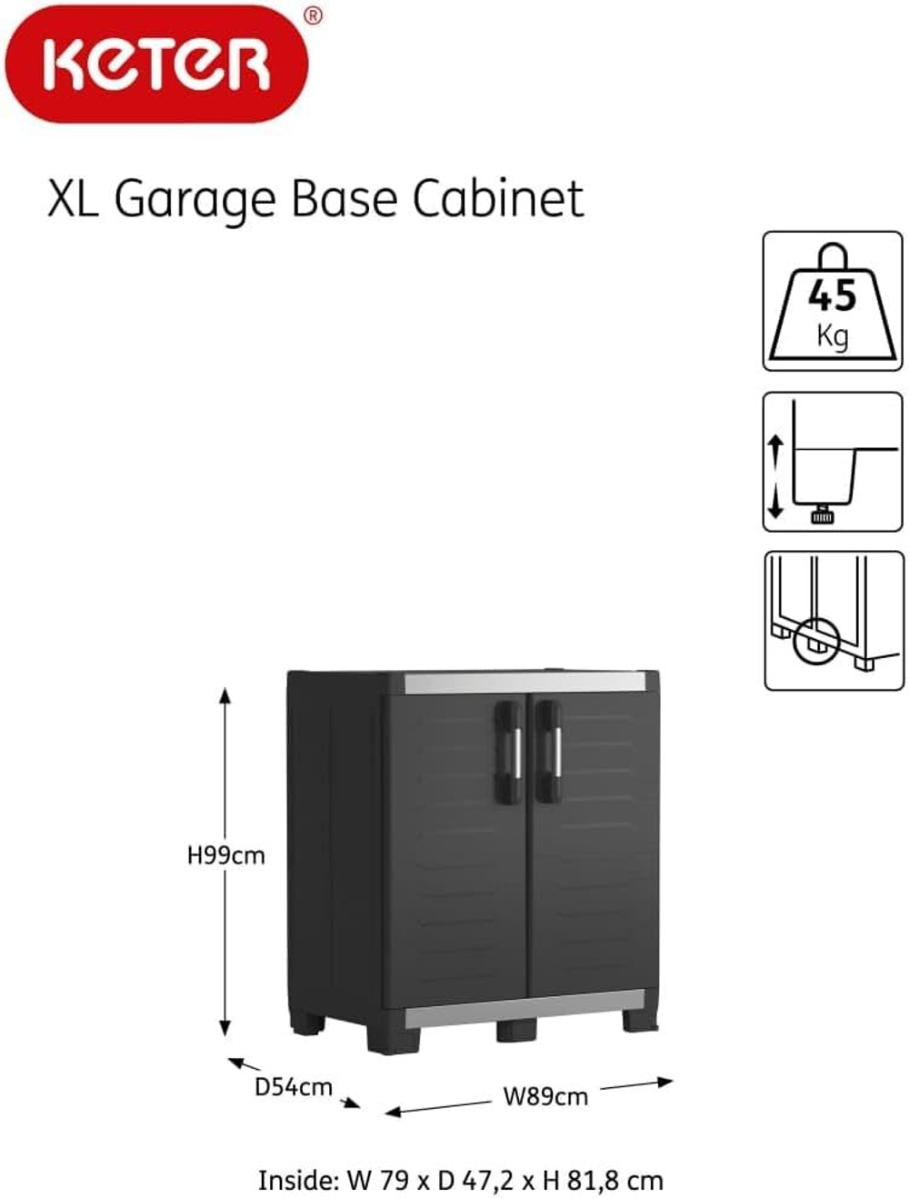 Пластиковая тумба Keter XL Garage Base Cabinet