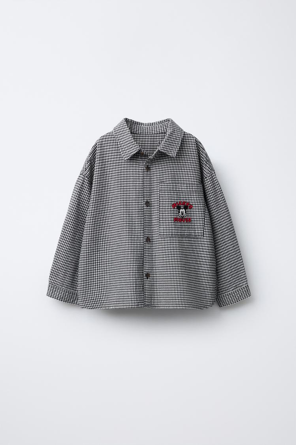 ZARA РУБАШКА В КЛЕТКУ С МИККИ МАУСОМ © DISNEY, МОРСКОЙ СИНИЙ