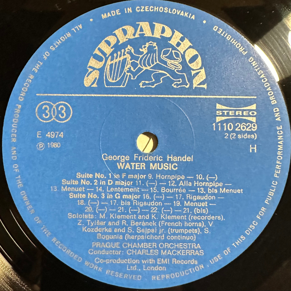 Гендель - Музыка на воде (Чехословакия 1981г.)