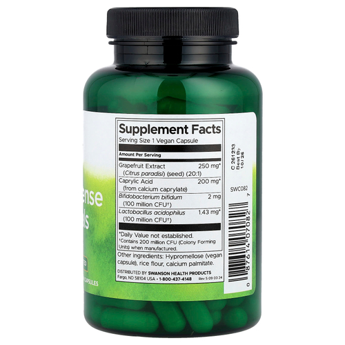 Swanson, Essentials для защиты от дрожжей, 120 веганских капсул