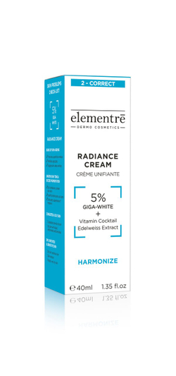 Отбеливающий крем - 5% GIGA-WHITE RADIANCE CREAM 40 ml от Elementrè Dermo Cosmetics, Швейцария,  для кожи с пигментацией и постакне, для тусклой и уставшей кожи, для anti-age программ