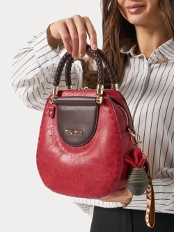 Сумка круглая кожаная средняя винтажная на плече необычная