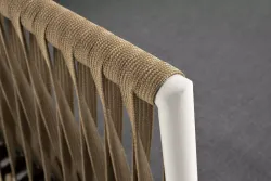 "Касабланка" диван 3-местный плетеный из роупа, каркас алюминий светло-серый (RAL7035) муар, роуп серо-коричневый 23мм, ткань серая 017