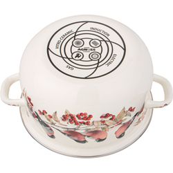 КАСТРЮЛЯ AGNESS ЭМАЛИРОВАННАЯ С ЭМАЛ.КРЫШКОЙ СЕРИЯ "СНЕГИРИ", 3.6 Л, 22*13 СМ