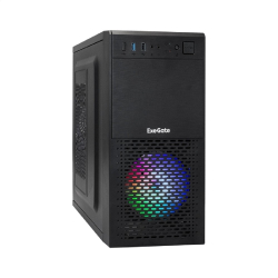 Корпус для компьютера Exegate EX292981RUS Корпус Minitower ExeGate mEVO-7807 (mATX, без БП, 1*USB+1*USB3.0, черный 1x12 см с RGB подсветкой)