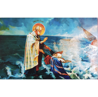 Спасение на море Николаем Чудотворцем деревянная икона на левкасе