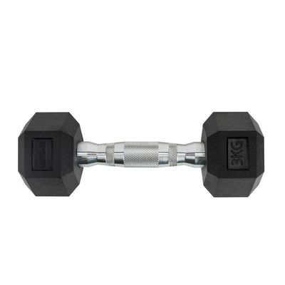 Гантель TORRES 3 кг, PL51903, металл в резиновой оболочке, форма шестигранник, черный