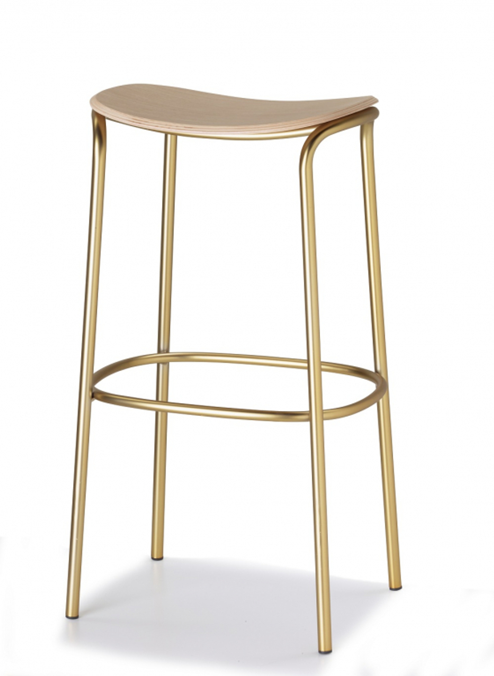 Табурет деревянный барный Scab Design Trick Wood, матовое золото, натуральный дуб