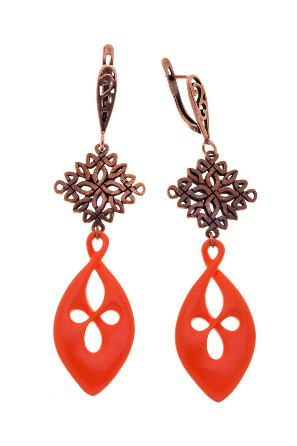 "Лунь" серьги в медном покрытии из коллекции "Нюанс" от Jenavi  с английским замком