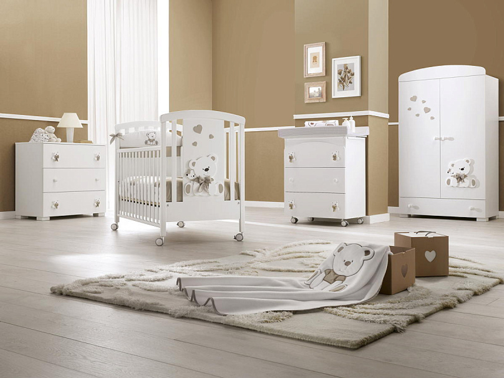 Тумба-комод с пеленальным столом Erbesi Tato белый/песочный