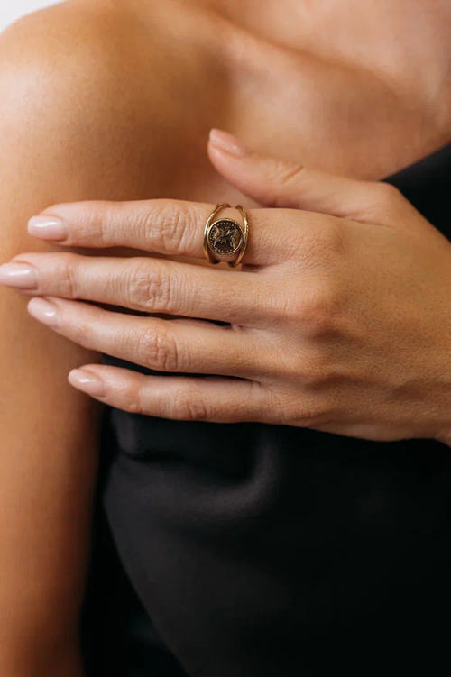 Кольцо "Монета" в золочении