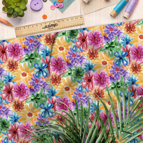 Ткань оксфорд 210 пастельные цветы прованса