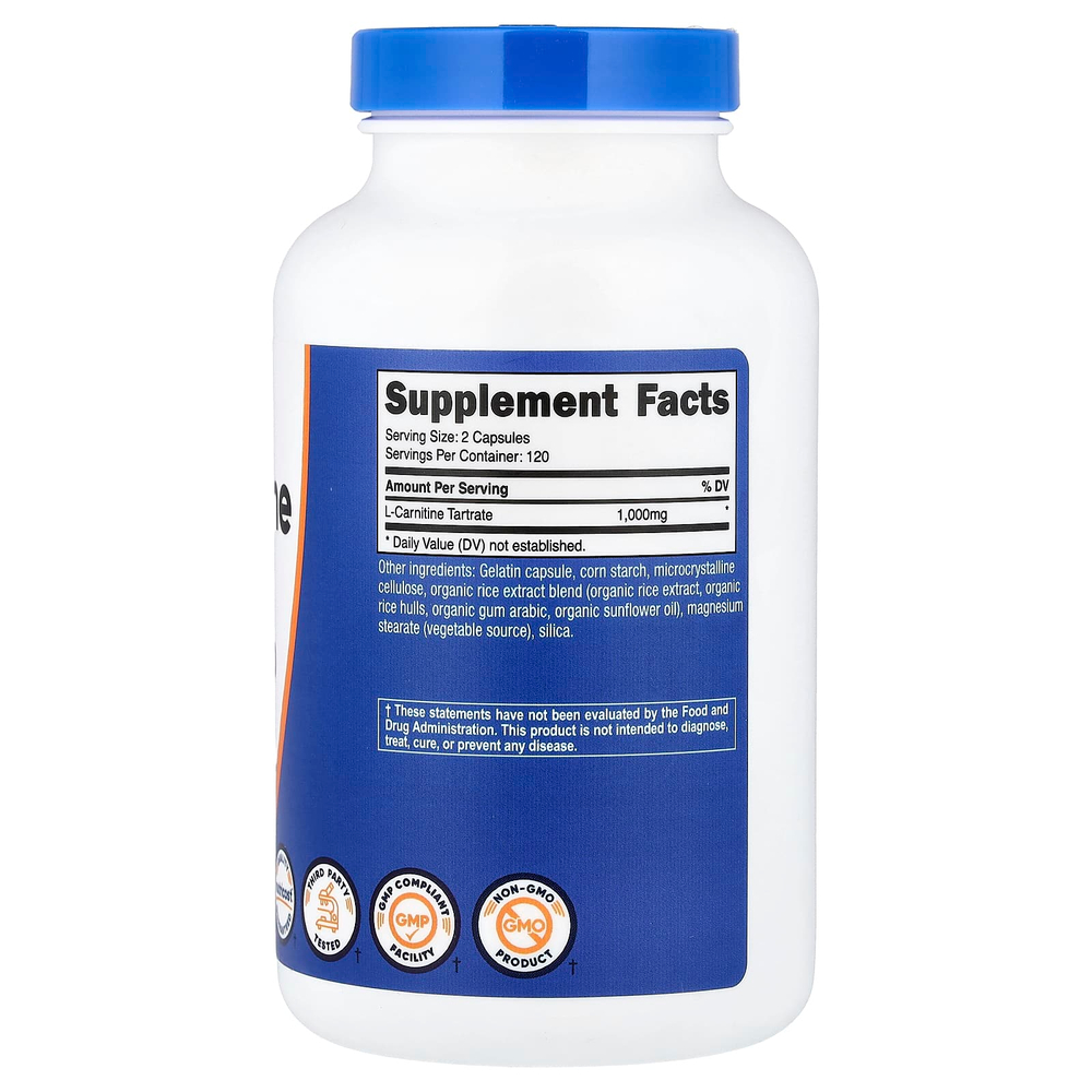 Nutricost, L-карнитин тартрат, 240 капсул (500 мг на капсулу)
