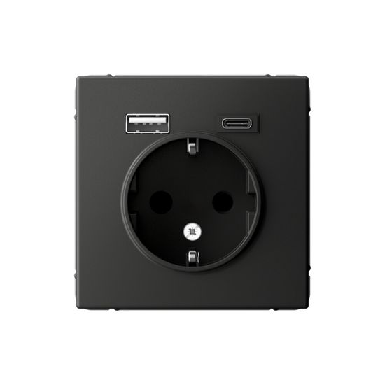 Розетка ArtGallery 16А с 2-мя заряд. устройствами USB A+C 5В/2.4А/3А 2х5В/1.5А механизм базальт SE GAL001432