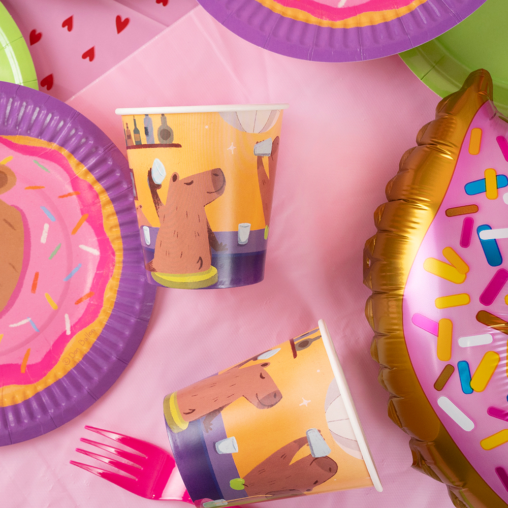 Стаканы бумажные «Капибара с пончиком», 250 мл, 6 шт