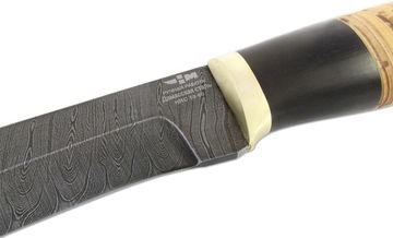 Нож КОМБАТ (2222)д нескладной дамаск граб береста оковка зеркальное литье  дюраль/ Ножемир