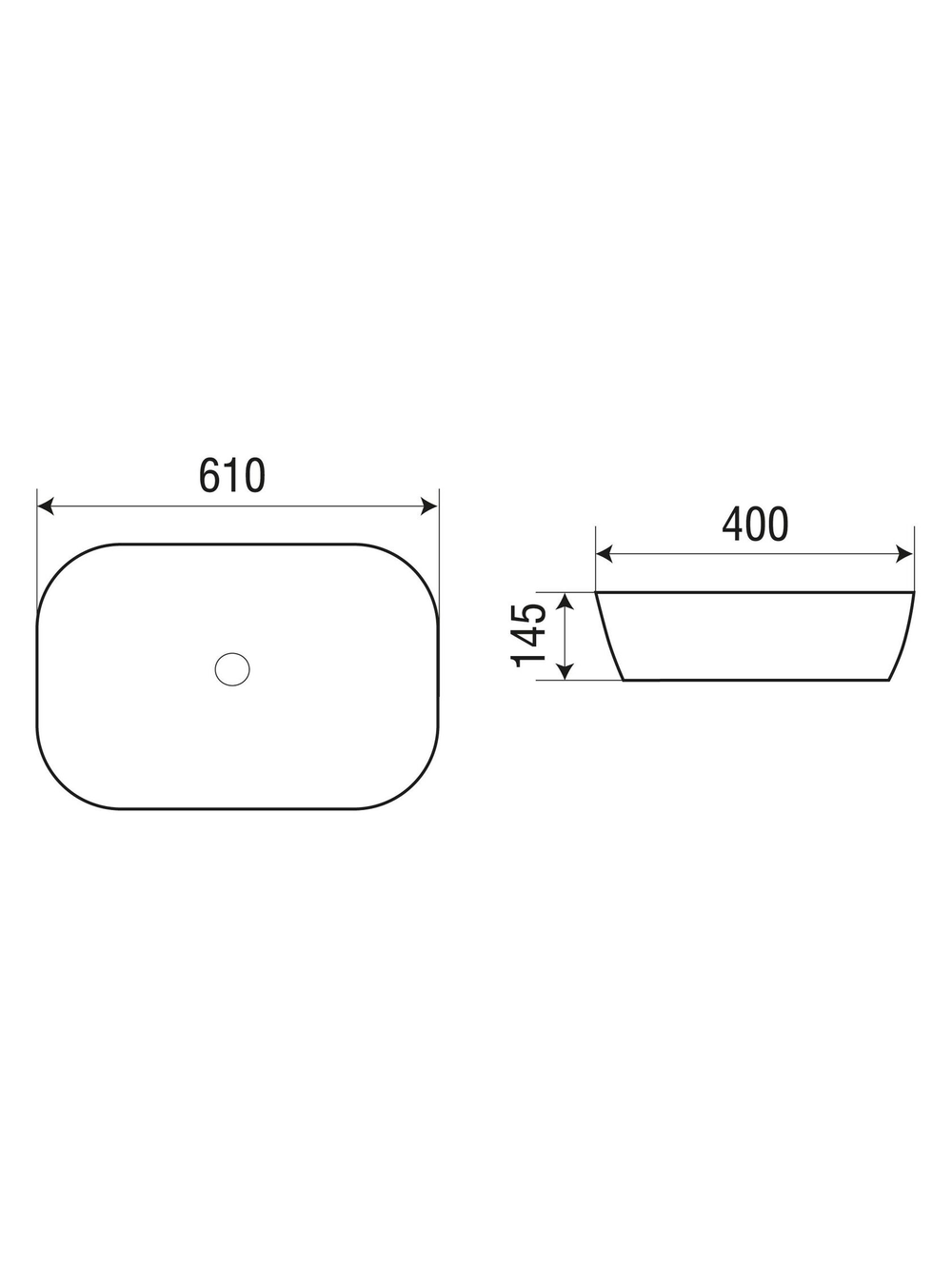 Раковина накладная (матовая черная) WeltWasser WW  ELBACH M21433 MB 610х400х145