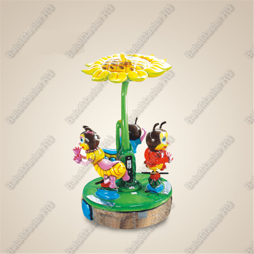 Электрическая Аттракцион карусель «Три пчёлки под цветком», 1,2×1,2×2,4 м