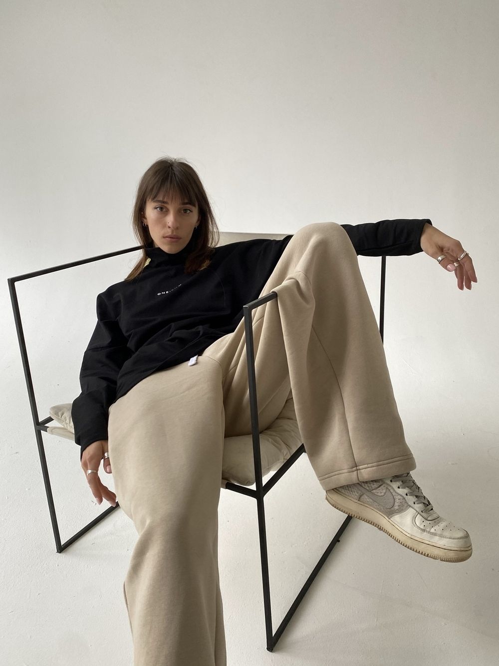 Водолазка One Two High Neck Logo черный