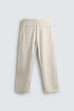 ZARA БРЮКИ RELAXED FIT ИЗ СМЕСИ ХЛОПКА, ЖЕМЧУЖНО-СЕРЫЙ