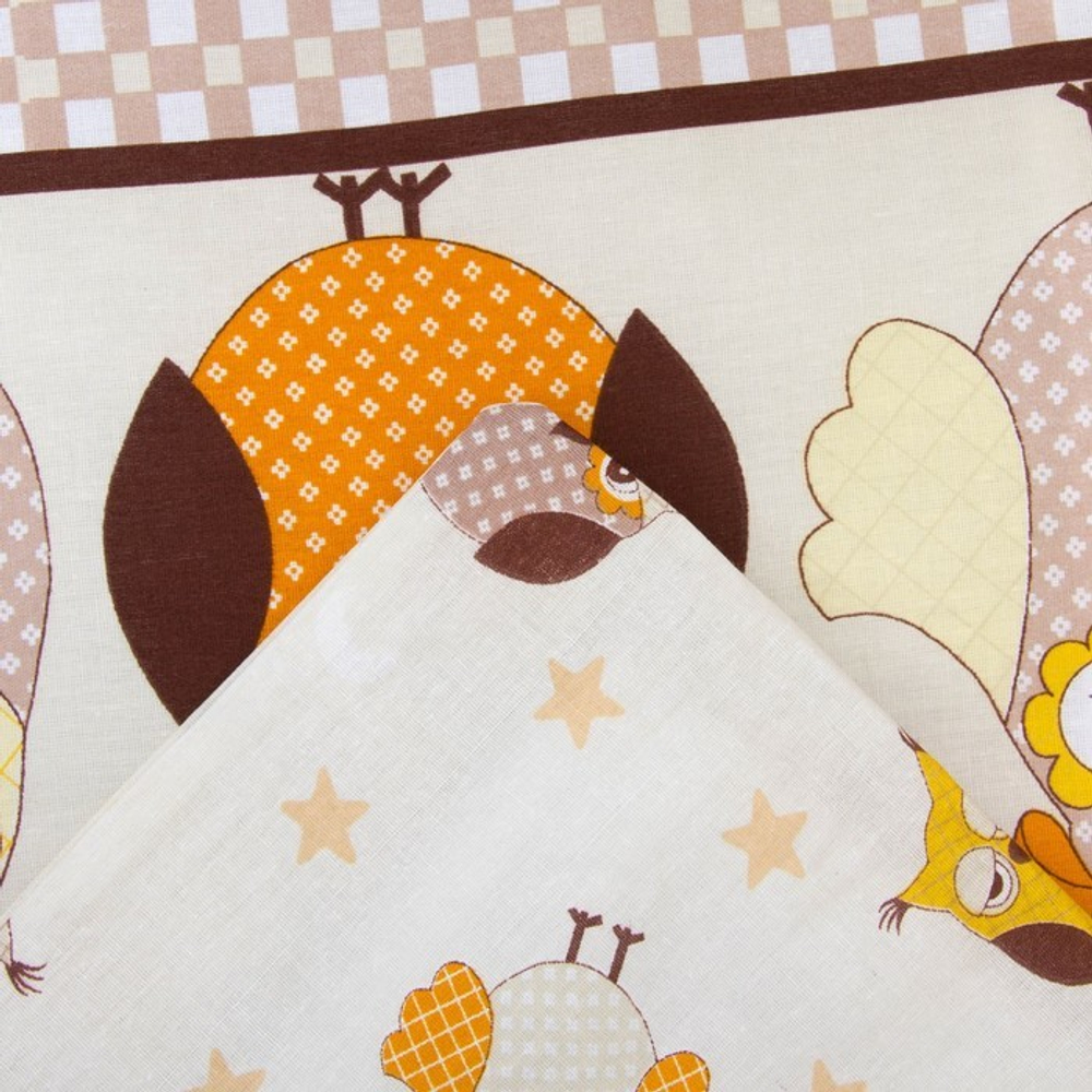 Комплект постельного белья 6-ти предметный "ЛУННЫЕ СОВЯТА", борт 4 части,  поплин