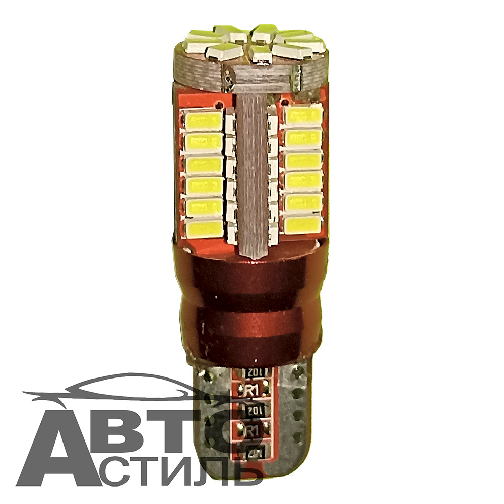 Светодиод 12V T10 33SMD 3014 WHITE CAN (без цок) ОБМАНКА 4хгран на красн фоне