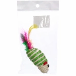 Игрушка - мышка для кошек «ЦЕПКИЕ ЛАПКИ», канатная с пёрышками, микс 3 цвета, 7*3,5см (пакет с хедером)✦