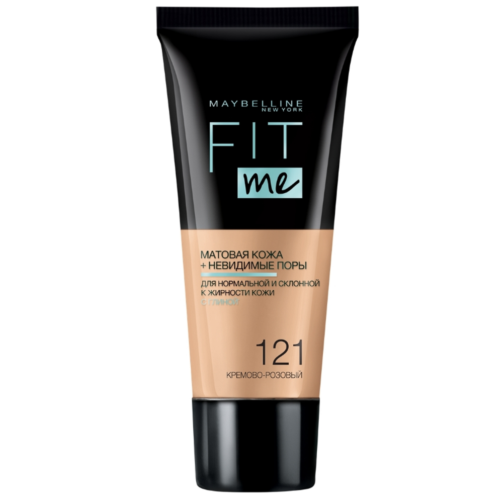 Maybelline Крем тональный Fit Me, матирующий, скрывающий поры, тон №121, Кремово-розовый, 30 мл