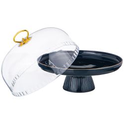 ТОРТОВНИЦА LEFARD "HERBAL" НА НОЖКЕ 28*23,5 СМ С ПЛАСТИКОВОЙ КРЫШКОЙ СИНЯЯ (КОР=6ШТ.)