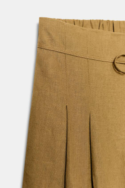 ZARA ШИРОКИЕ БРЮКИ С ЗАЩИПАМИ, ОХРА